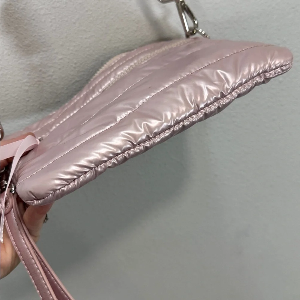 LemonBella‎ small puffer Pink Quilted Crossbody Bag wristlet